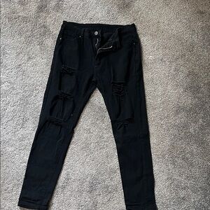 SHEIN Black Ripped Skinny Jeans for Men
